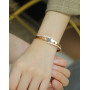 Luxury Trendy Rose Gold Plated Love Heart 316L Stainless Steel Charm Jewelry Women Bangle