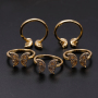 Butterfly Ring Gold And White Zircon Plated Brass Shiny Diamond Jewelry Round Rings Adjustable For Lady Women Party Gift