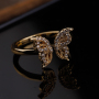 Butterfly Ring Gold And White Zircon Plated Brass Shiny Diamond Jewelry Round Rings Adjustable For Lady Women Party Gift