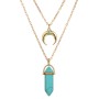 New Fancy Double Layered Gold Chain 6 Colors Stones Pendant Necklace Moon and Gemstone Charm Jewelry Necklace Custom Factory