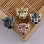 Silver and Gold Plated Micro Pave 12MM Copper Leopard Head Charm for Jewelry Making