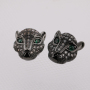 Silver and Gold Plated Micro Pave 12MM Copper Leopard Head Charm for Jewelry Making
