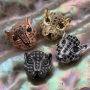 Silver and Gold Plated Micro Pave 12MM Copper Leopard Head Charm for Jewelry Making