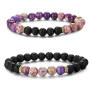 Handmade yoga healing jewelry volcanic rocks natural lava stone beads bracelet