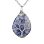 Handmade Silver Brass Wire Wrapped Tree of Life Natural Crystals Healing Stone Agate Necklace for Gift