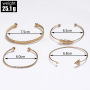 Charm Micro Paved Zircon Chain 4 pieces Set Opening Arrow  Leaf Multi layer Bangles Bracelets Jewelry Gift