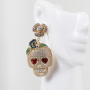 Micro Zircon Fashion Hiphop Jewelry Oversize Exaggerated Large Skull Statement Stud Earrings For Women