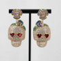 Micro Zircon Fashion Hiphop Jewelry Oversize Exaggerated Large Skull Statement Stud Earrings For Women