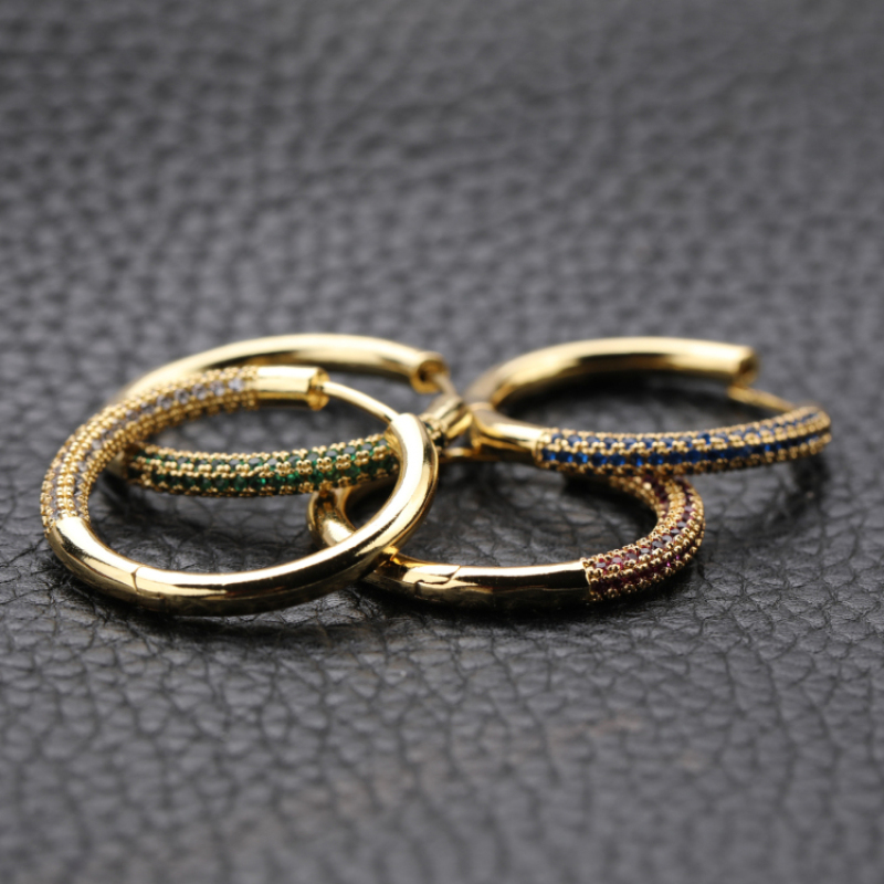 New 2021 Trendy Micro Insert Zirconia Design Charm Jewelry Circle Hoop Earrings for Women and Girl