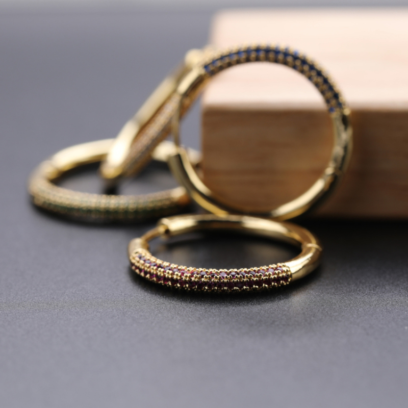 New 2021 Trendy Micro Insert Zirconia Design Charm Jewelry Circle Hoop Earrings for Women and Girl