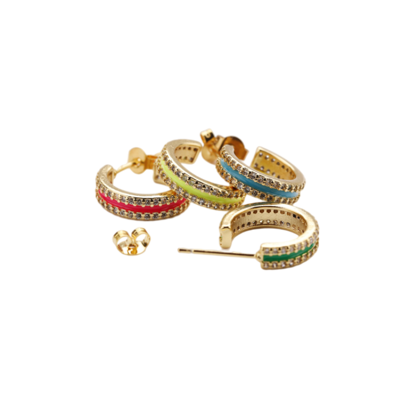 New 2021 Trendy Micro Insert Zirconia Design Charm Jewelry Circle Hoop Earrings for Women and Girl