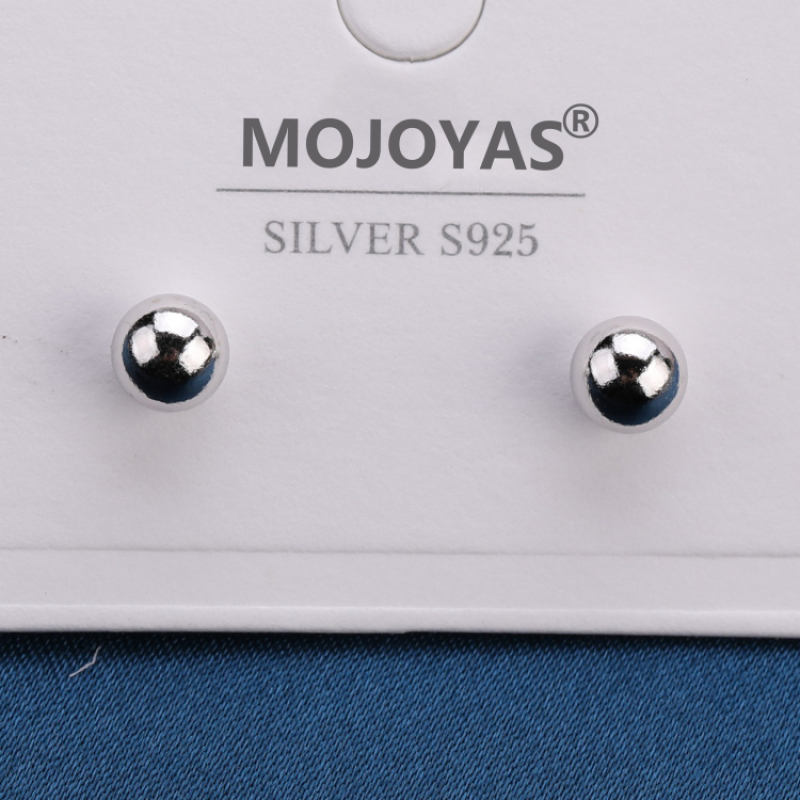 5mm Hot Sale Classic Design Silver Plated Zircon 925 Sterling Silver Ball Stud Earrings for Women