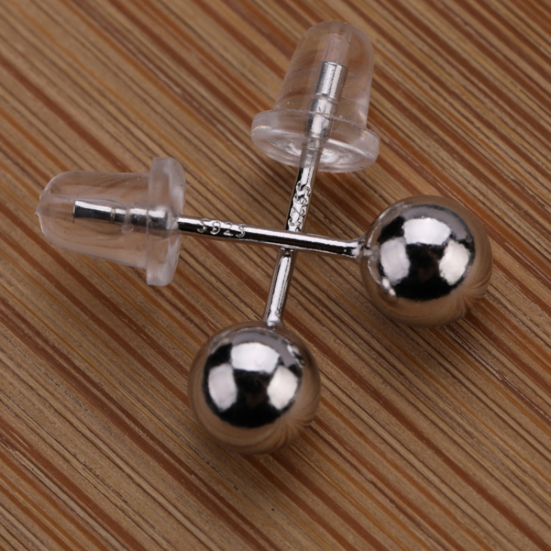 5mm Hot Sale Classic Design Silver Plated Zircon 925 Sterling Silver Ball Stud Earrings for Women