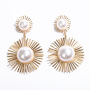 New Arrival Pearl Hollowed Flowers Personalized Exaggerated Over Sized Fashion Pendant Earrings