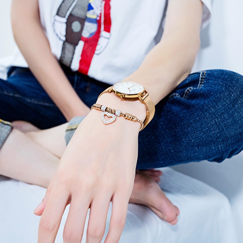 Instyle Adjustable Heart Shape Love CZ Stone Rose Gold Plated Customize Stainless Steel Bracelets for Women