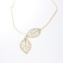 Simple Design Temperament Alloy Women Accessories Jewelry Two leaves Pendant Necklace