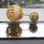 Middle East Style Exaggerated Gold Earring 2 CZ Micro Pave Ball Earring