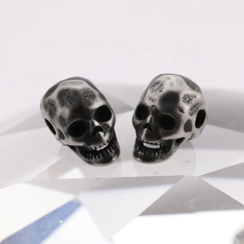 2021 Cool Mens Custom Stainless Steel Skull Charm Beads for Bracelet Jewelry Making