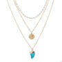 New Trendy Layered Fresh Water Pearl Shell Charm Natural Stone Necklace