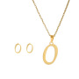 Wholesale Women Fashion Accessories Korean Gold Plated Stainless Steel Jewelry Letter Pendant Necklace Letter Stud Earrings Set