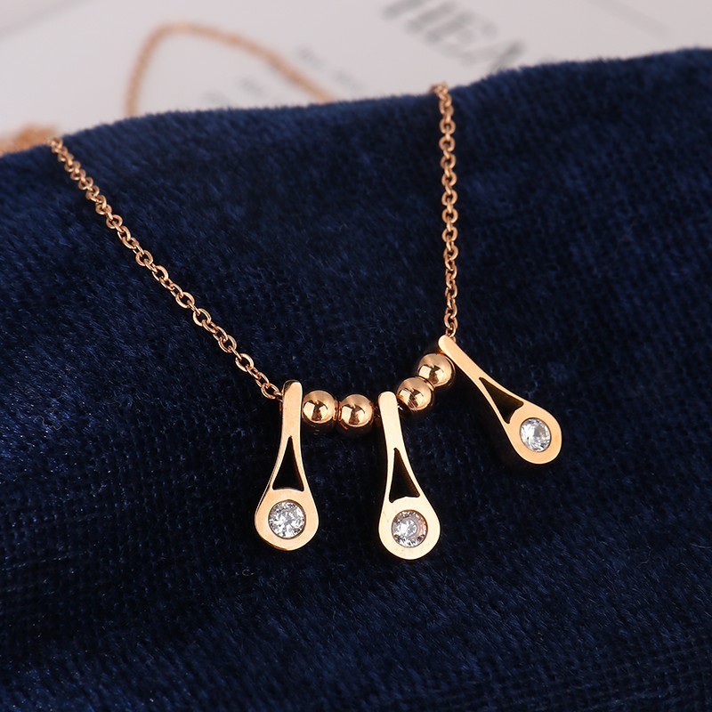 Popular Collarbone Chain Titanium Steel Tassel Beads Necklace Rose Gold Keeping Color Necklace Jewelry
