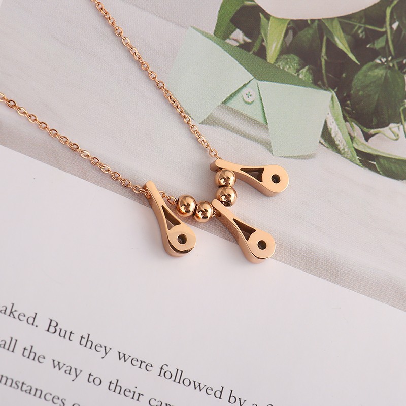 Popular Collarbone Chain Titanium Steel Tassel Beads Necklace Rose Gold Keeping Color Necklace Jewelry