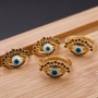 Multi CZ Micro Pave Gold Plating Blue Enamel Evils Eye Adjustable Ring Jewelry Gift for Her