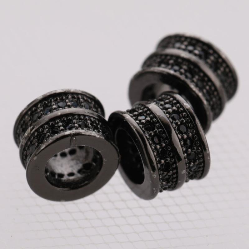 Silver Plated DIY Jewelry CZ Micro Insert Copper Beads Charm with Hole