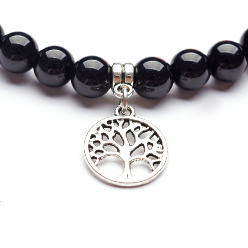 2021 Popular Life Tree Charm Bracelet 7 Colors Natural Stone Beads Jewelry Bracelet Round Pendant Charm Bracelets Bangles Custom