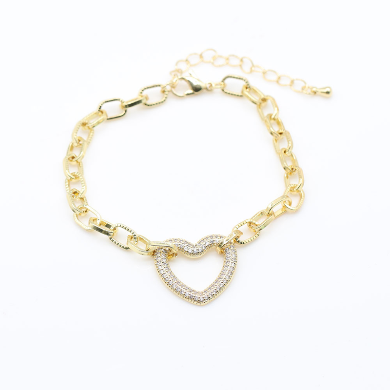 2021 Custom Wholesale Fashion 18K Gold Plated Zircon Charm Bracelet Diamond Jewelry Oval Star Heart Pendant Bracelets Bangles