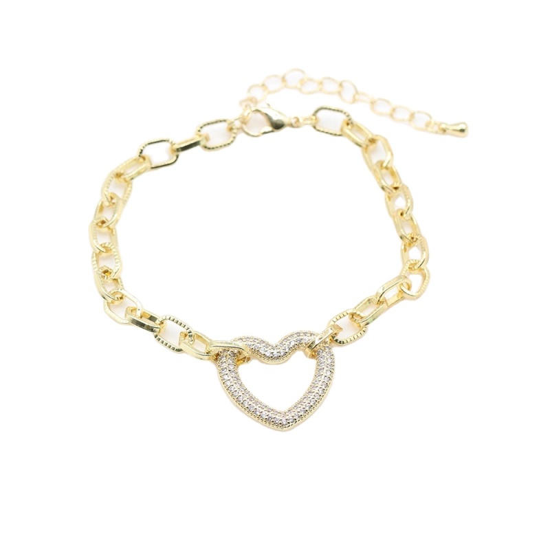 2021 Custom Wholesale Fashion 18K Gold Plated Zircon Charm Bracelet Diamond Jewelry Oval Star Heart Pendant Bracelets Bangles