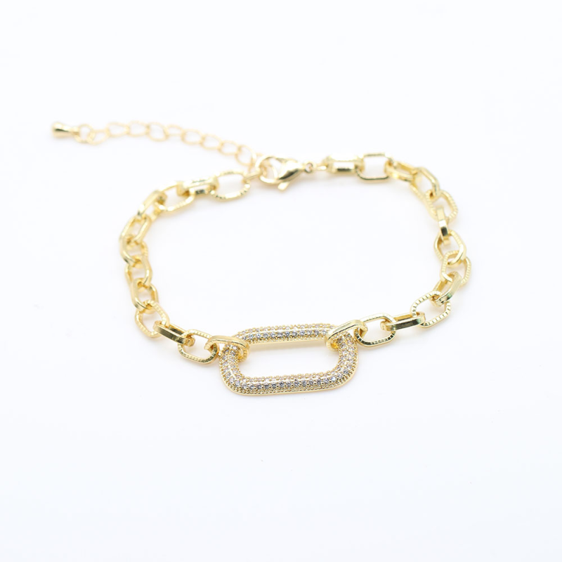 2021 Custom Wholesale Fashion 18K Gold Plated Zircon Charm Bracelet Diamond Jewelry Oval Star Heart Pendant Bracelets Bangles