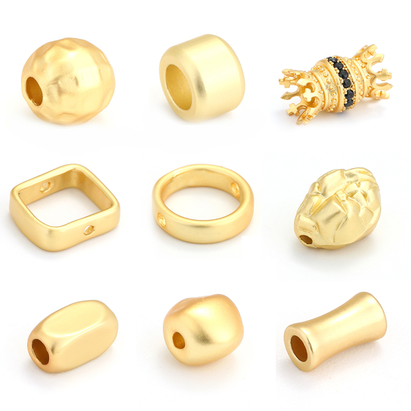 Wholesale Manufacture Factory Custom Jewelry Gold Plating DIY 18k Gold Plated Copper Bracelet Beads Hollow Horns Accessories