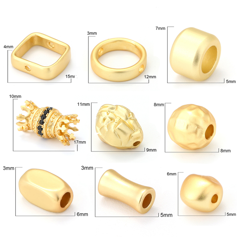 Wholesale Manufacture Factory Custom Jewelry Gold Plating DIY 18k Gold Plated Copper Bracelet Beads Hollow Horns Accessories