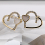 Best Womens Gift Gold Plated Crystal Zircon Micro Pave Brass Heart Stud Earring