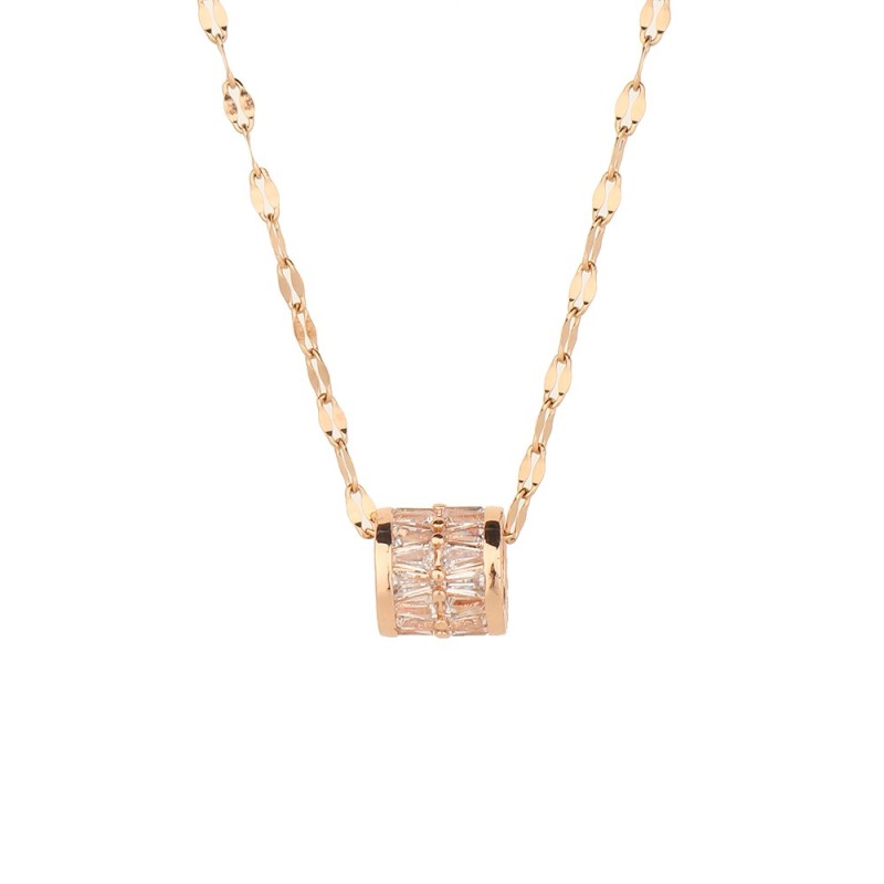New Design Rose Gold Micro Insert Square Zirconia Transfer Beads Necklace Simple Gift Pendants Necklace
