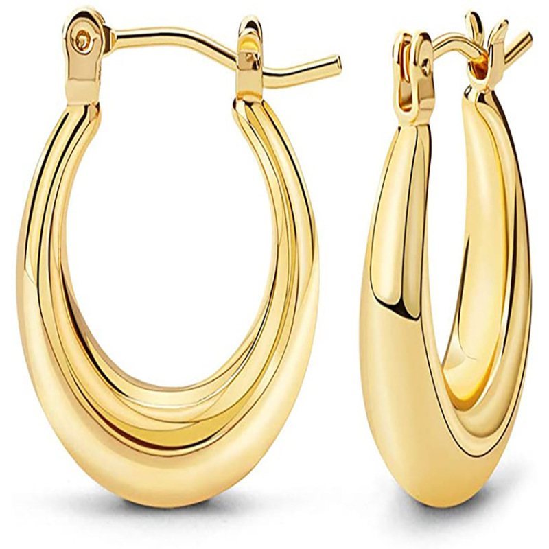 Trendy High Quanlity 18K Gold Plated Cute Stud Tiny Drop Ball Hoop Cone Geometric Chunky Earrings for Women
