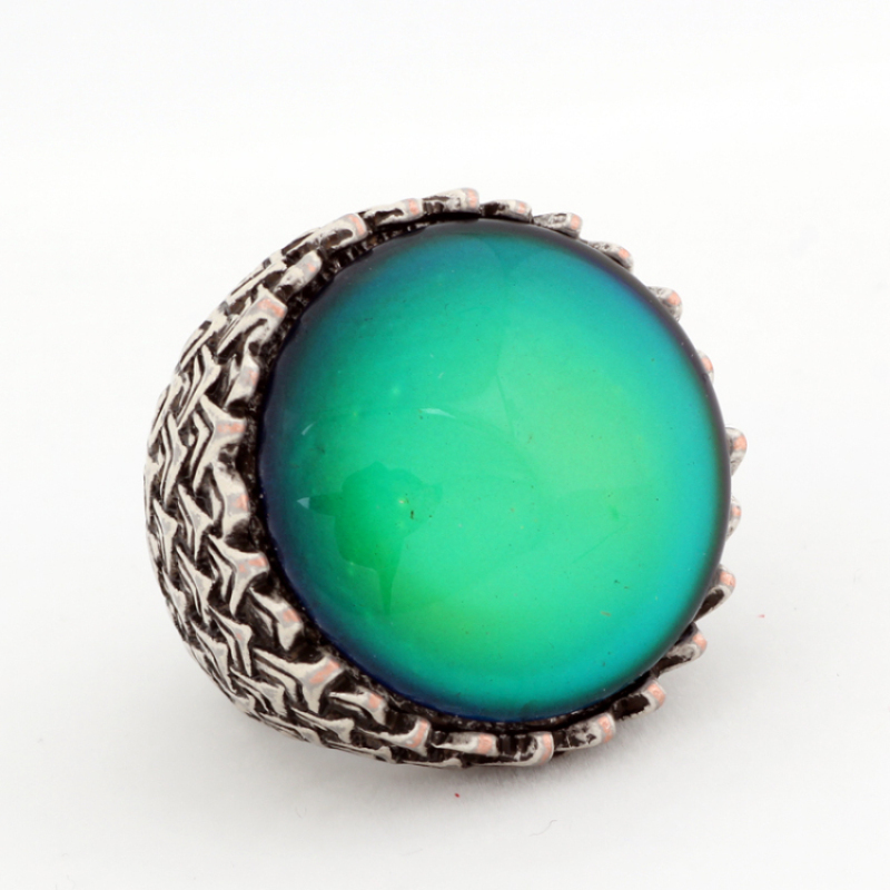 Fancy Womens Exaggerated Retro Silver Plated Mood Stone Ring MJRS046