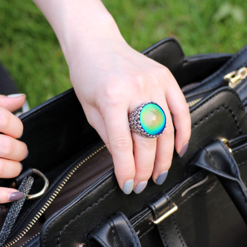 Fancy Womens Exaggerated Retro Silver Plated Mood Stone Ring MJRS046