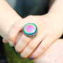Fancy Womens Exaggerated Retro Silver Plated Mood Stone Ring MJRS046