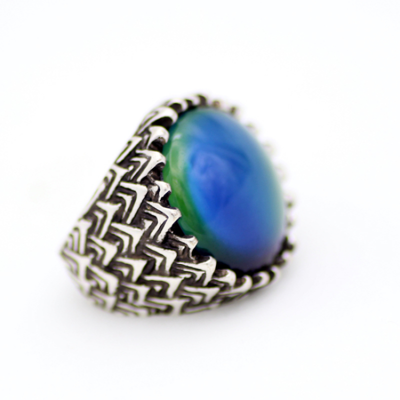 Fancy Womens Exaggerated Retro Silver Plated Mood Stone Ring MJRS046
