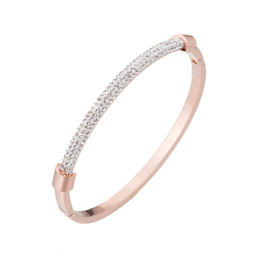 Luxury Design Rose Gold Plating Full Zircon Micro Pave Women Bangles Bracelets