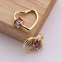 Wholesale Custom Korean Fashion Gold Plated Zircon Brass Heart Carabiner DIY Jewelry Accessory for Bracelet Necklace Making