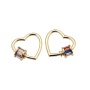 Wholesale Custom Korean Fashion Gold Plated Zircon Brass Heart Carabiner DIY Jewelry Accessory for Bracelet Necklace Making