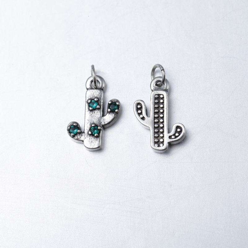 Micro Insert Zirconia Designer Necklace Gold Brass Cactus Jewelry Pendants Charms for Jewelry Making