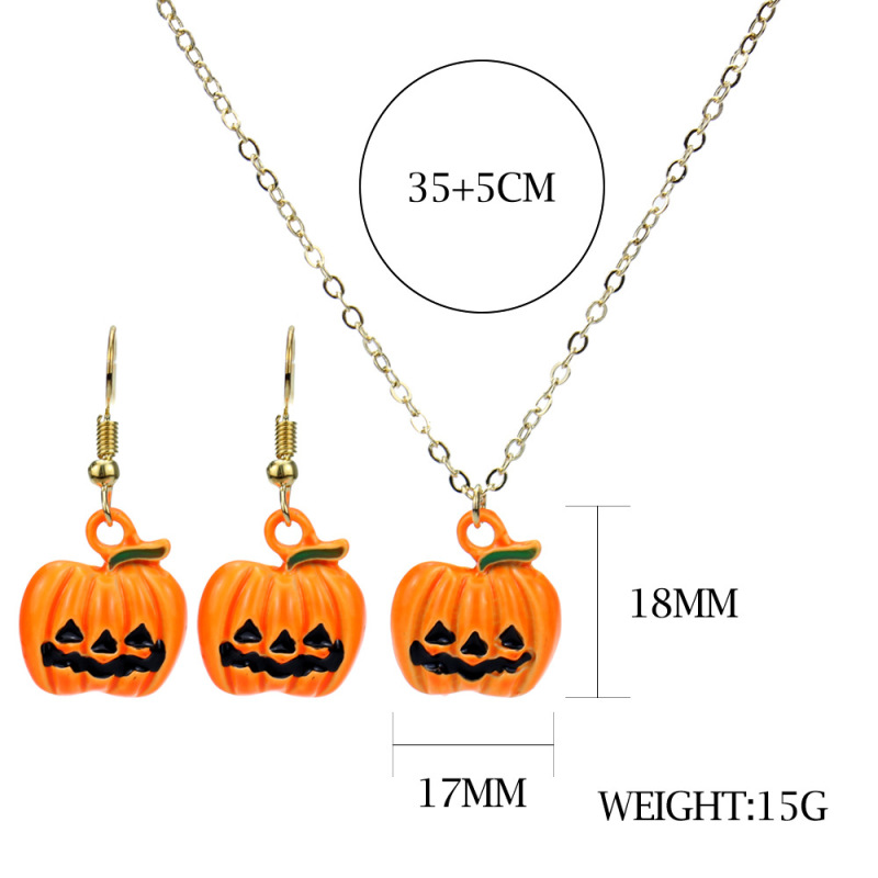 Delicate Halloween gift accessories jewelry enamel skeleton pumpkin earrings necklace jewelry set for women