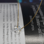 High Quality Luxury 925 Sterling Silver Jewelry Gold Plated Clear Coloured Crystal Beads Pendant Chain Necklace for Women