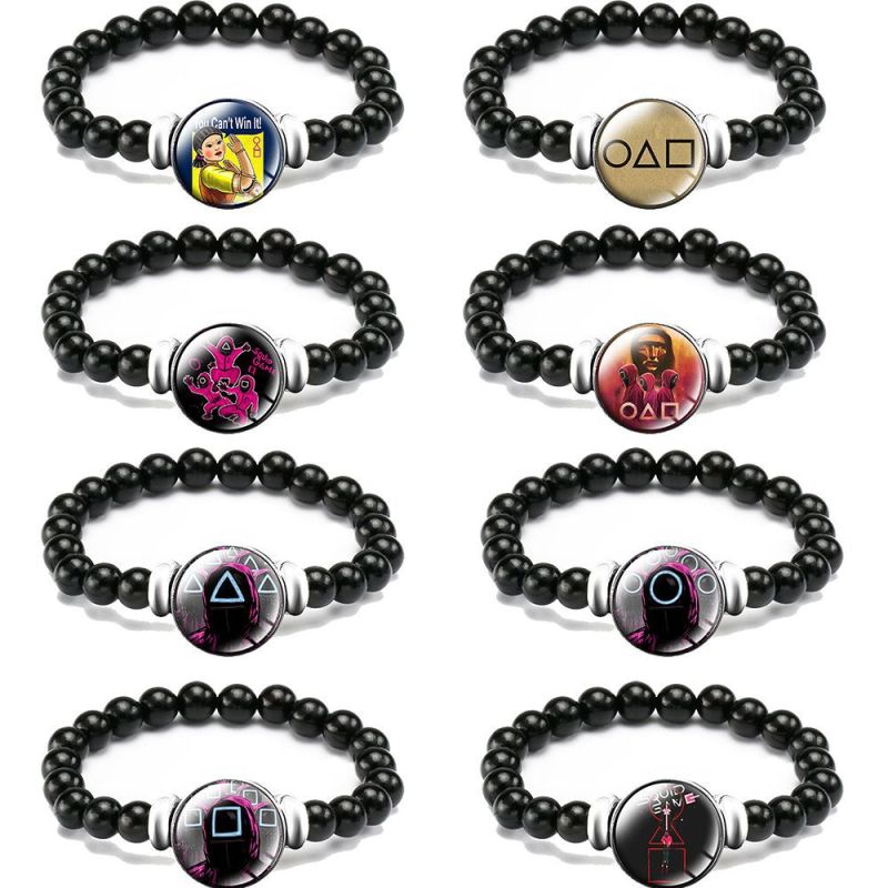 2021 New Fashionable Time Gemstone Bangle Handmade Adjustable Bracelet Squid Game Beads Bracelet For Men