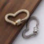 High Quality Clear CZ Micro Pave Heart Shape Clasp Carabiner Gold Plated Heart Pendant for Necklace Jewelry Findings