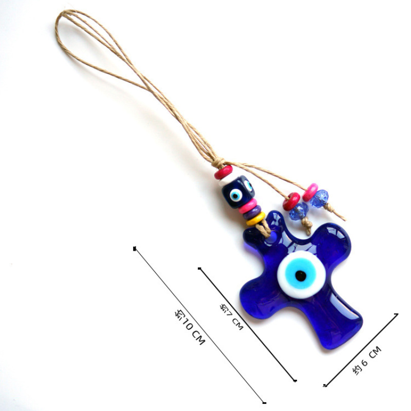 New blue eyes glass jewelry devil eye home office wall decoration hanging cross evil eyes pendant charm
